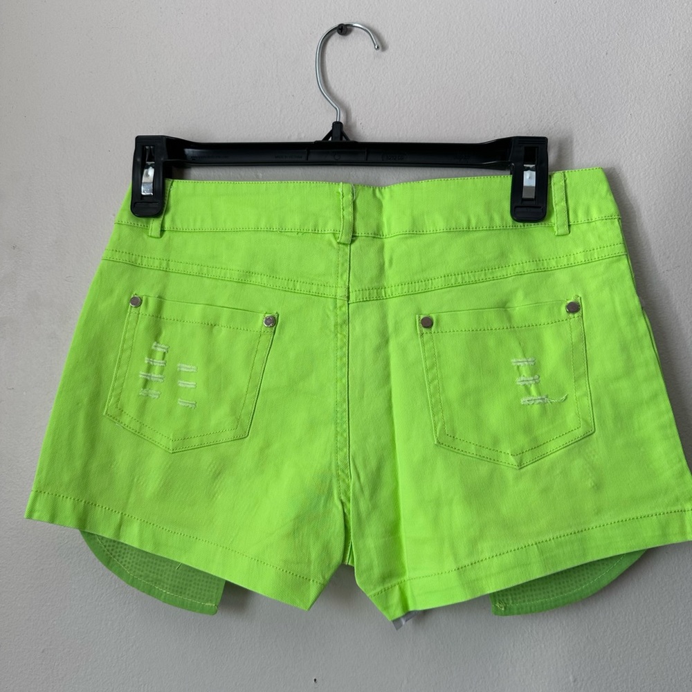 Neon Green Embellished Women's Shorts - Picture 4 of 4